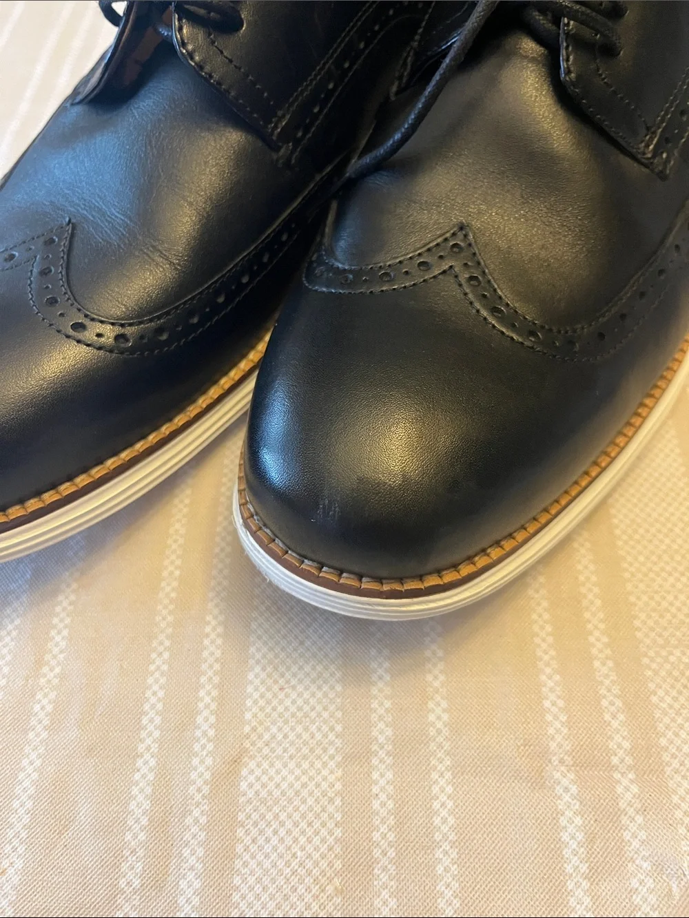 Cole Haan Black Leather Wingtip Derby Oxfords
